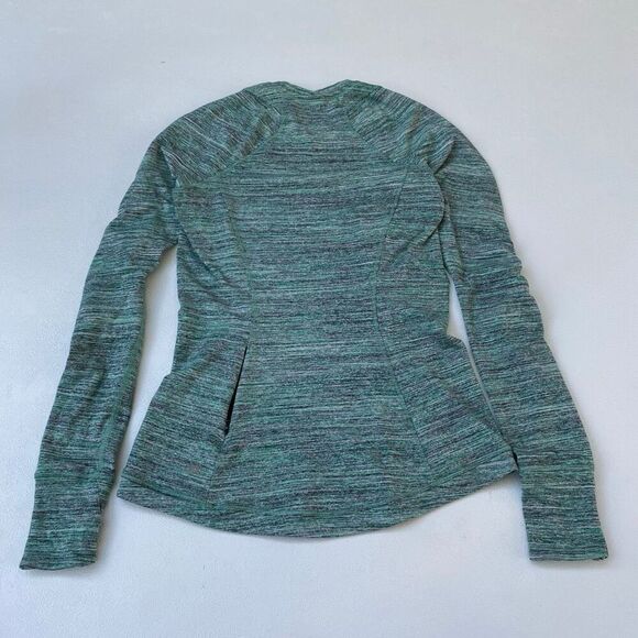 Lululemon Swiftly Tech Long Sleeve Green Heather Size 6 Thumbholes Running Top - Picture 2 of 5